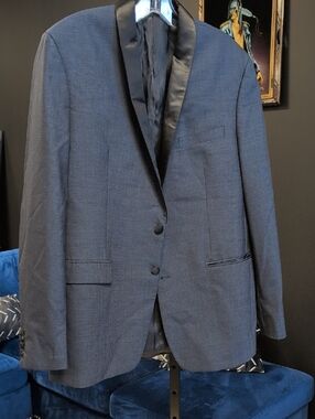 Calvin Klein Dark Blue Tuxedo Jacket with Satin Shawl Lapel